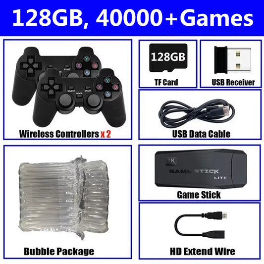 Consola De Videojuegos 4K, Mando Inalámbrico, Más De 20000 Juegos Integrados, Reproductor De Juegos Portátil Retro De 64G, Palo De Juego De TV HD