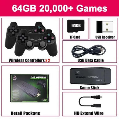 Consola De Videojuegos Con 20000 Juegos Integrados, Mando Inalámbrico, TV Stick, 4K, HD, Retro, Mini Reproductor De Juegos Portátil