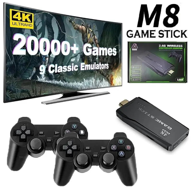 Consola De Videojuegos Con 20000 Juegos Integrados, Mando Inalámbrico, TV Stick, 4K, HD, Retro, Mini Reproductor De Juegos Portátil