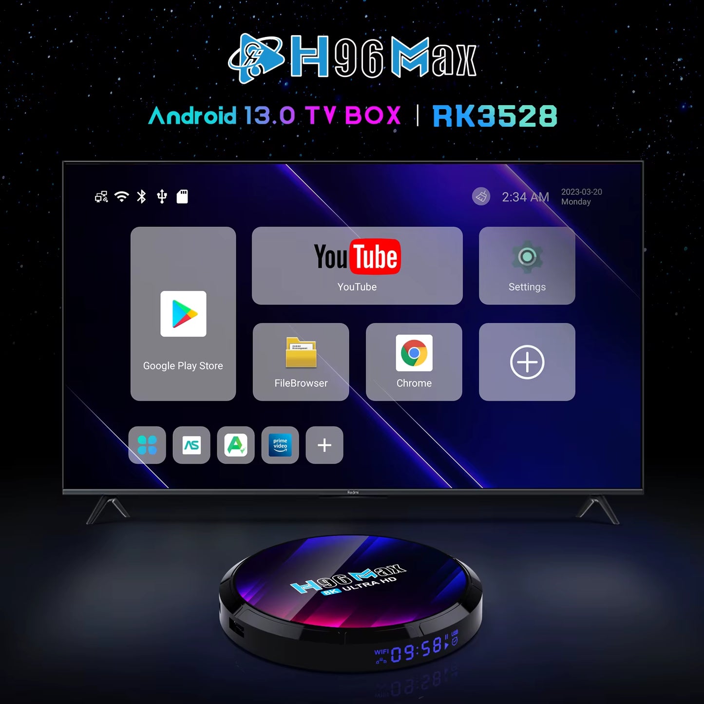 Android TV Box H96MAX RK3528 Android Box Soporte 2,4G/5,8G Wifi6 BT5.0 4K Video Set Top TV Box Decodificar Y Reproducir 8K 24Fps