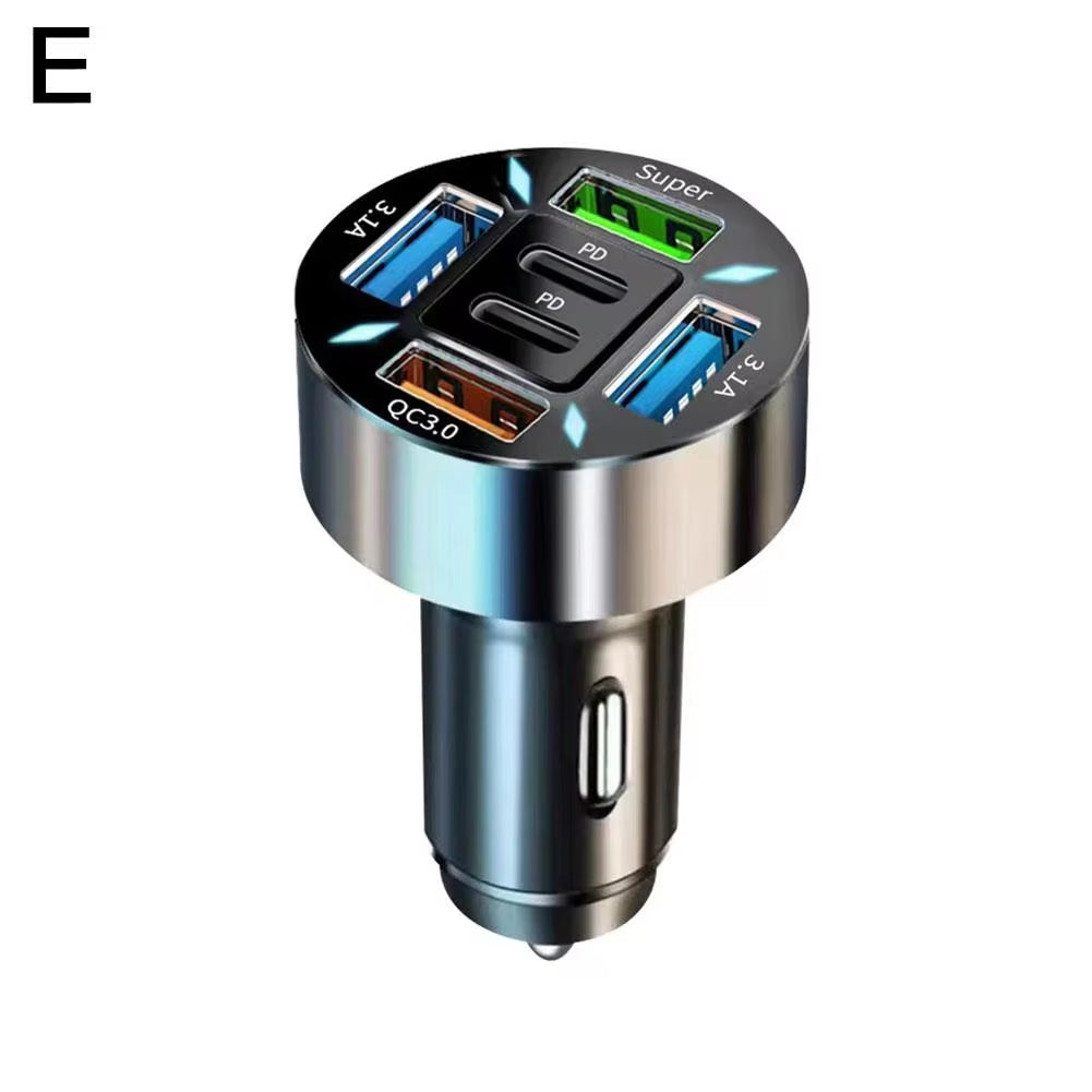 New Digital Display Car with 4Usb Car Charger 66W Fast Charging Car Mobile Phone Adapter PD Mobile Phone Charging Head