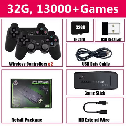 Consola De Videojuegos 4K, Mando Inalámbrico, Más De 20000 Juegos Integrados, Reproductor De Juegos Portátil Retro De 64G, Palo De Juego De TV HD