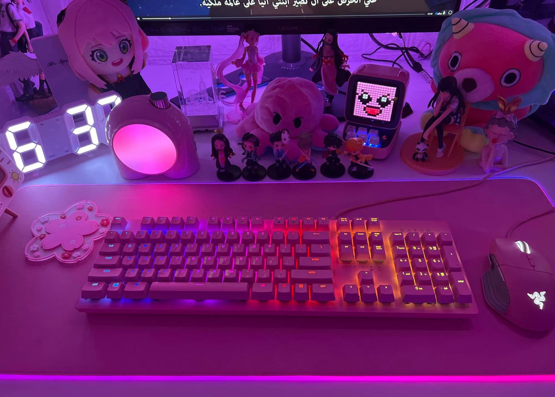 Alfombrilla De Ratón Rosa Rgb Fondo Monocromático Alfombrilla De Ratón Para Juegos Con Retroiluminación LED Portátil Gamer Teclado Accesorios Para Juegos Alfombrilla De Escritorio Pc