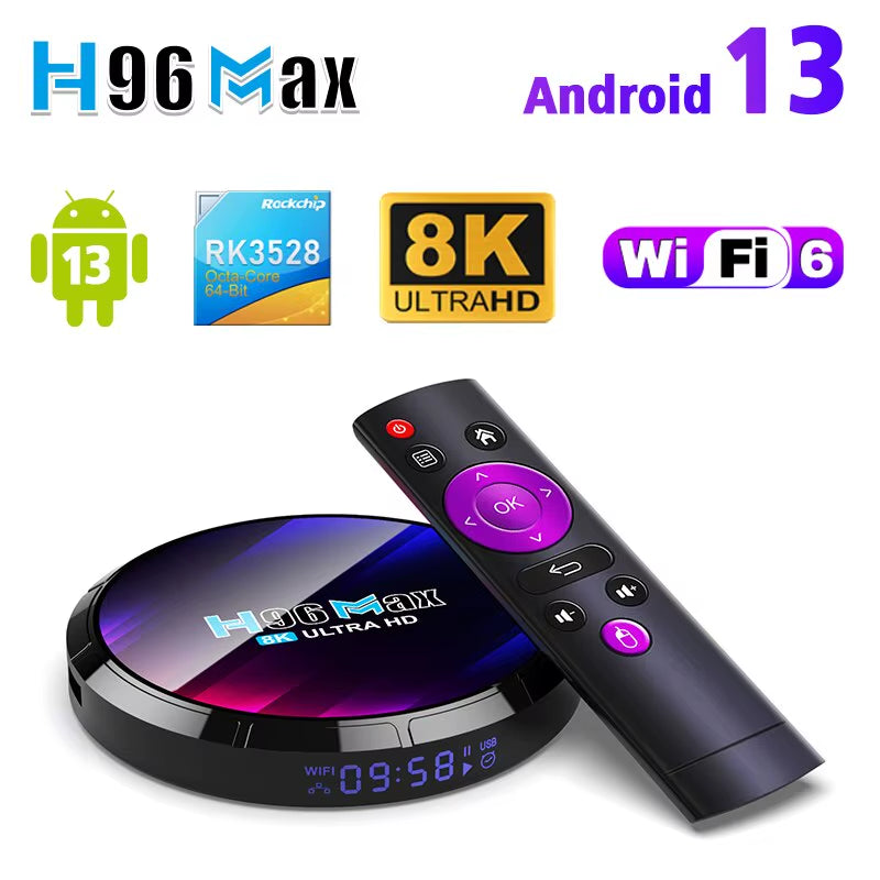 Android TV Box H96MAX RK3528 Android Box Soporte 2,4G/5,8G Wifi6 BT5.0 4K Video Set Top TV Box Decodificar Y Reproducir 8K 24Fps