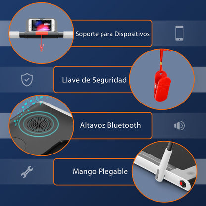 Cinta De Correr Plegable 2 En 1 De Sobremesa Con App Y Mando a Distancia Compacta Para Hogar Oficina Gimnasio Blanco