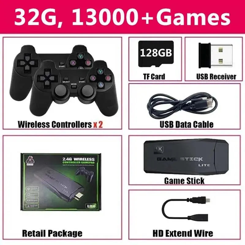 Consola De Videojuegos Con 20000 Juegos Integrados, Mando Inalámbrico, TV Stick, 4K, HD, Retro, Mini Reproductor De Juegos Portátil