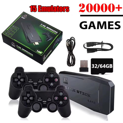 Consola De Videojuegos 4K, Mando Inalámbrico, Más De 20000 Juegos Integrados, Reproductor De Juegos Portátil Retro De 64G, Palo De Juego De TV HD